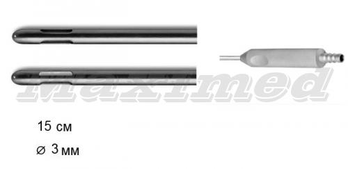 Канюля аспирационная 3 МЕ (MERCEDES) с тремя отверстиями по кругу, с ручкой для отсоса, внешний диаметр 3 мм, длина 150 мм