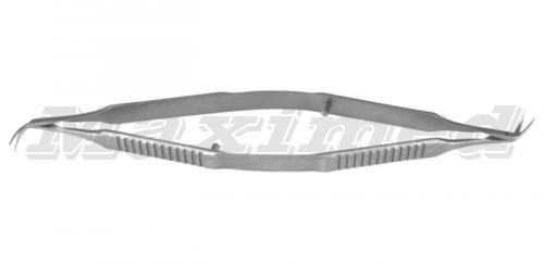 Ножницы по Кацену роговичные двухсторонние изогнутые, длина 138 мм, стальные, плоская пружинная ручка