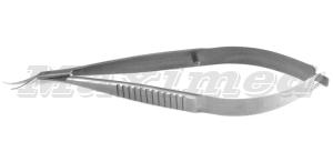 Ножницы по Кастровьехо роговичные левые, длина 105 мм, стальные, плоская ручка